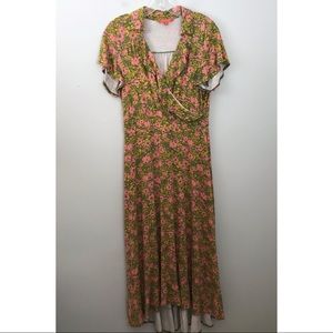 Modcloth Floral Faux Wrap Dress Hi Low